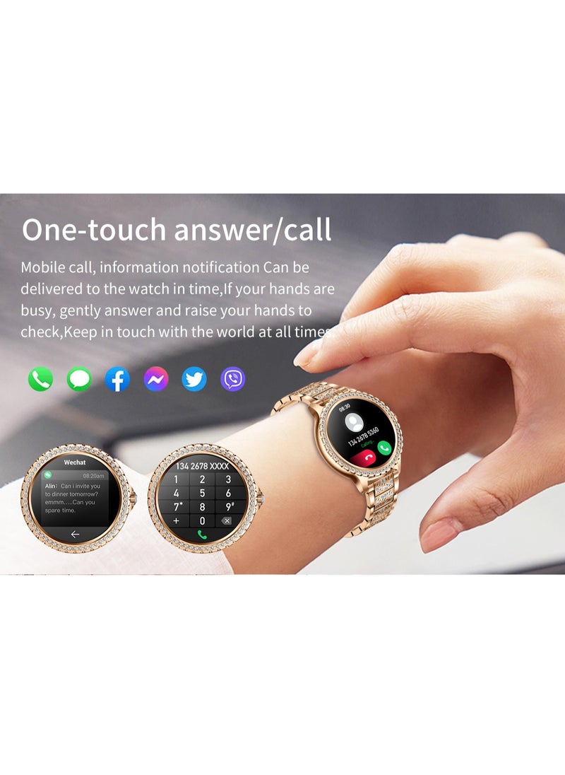 RollsTimi  - Women/Ladies Bluetooth Smartwatch, Answer/Unplug Call Function, 1.32 Inch Full Screen Touch Smart Watch, With Exercise Heart Rate Monitoring And Sleep Monitoring, Exercise Mode RTi58 Gold - Image 1
