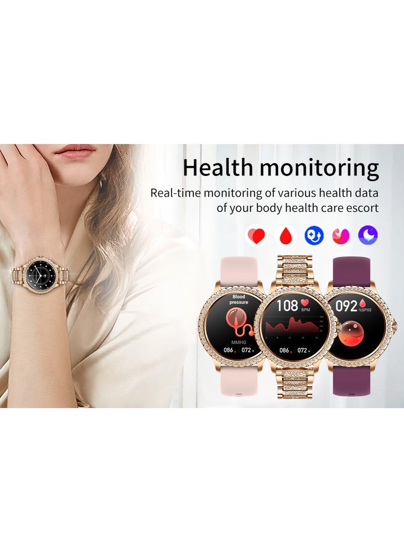 RollsTimi  - Women/Ladies Bluetooth Smartwatch, Answer/Unplug Call Function, 1.32 Inch Full Screen Touch Smart Watch, With Exercise Heart Rate Monitoring And Sleep Monitoring, Exercise Mode RTi58 Gold - Image 1
