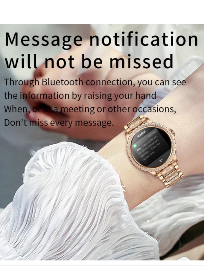 RollsTimi  - Women/Ladies Bluetooth Smartwatch, Answer/Unplug Call Function, 1.32 Inch Full Screen Touch Smart Watch, With Exercise Heart Rate Monitoring And Sleep Monitoring, Exercise Mode RTi58 Gold - Image 1