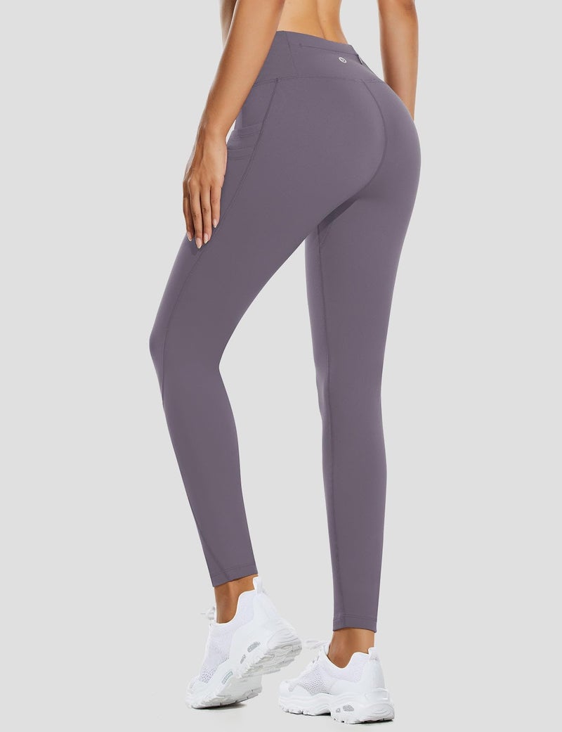 baleaf Women's Fleece Lined Leggings Water Resistant Thermal Winter Warm Tights High Waisted with Pockets Running Gear Purple II M - Image 2