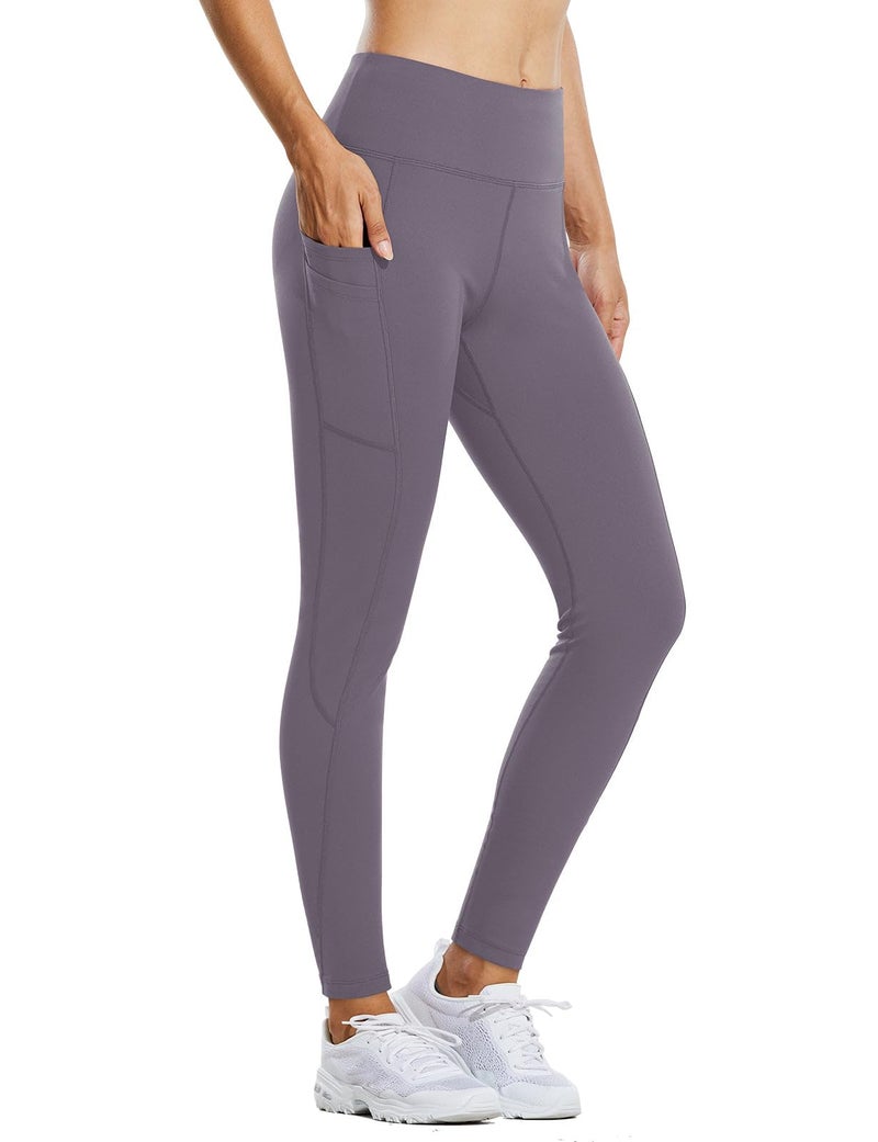 baleaf Women's Fleece Lined Leggings Water Resistant Thermal Winter Warm Tights High Waisted with Pockets Running Gear Purple II M - Image 1