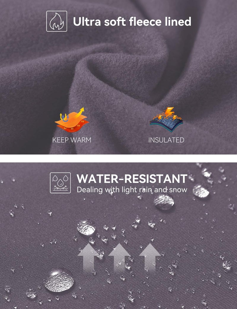 baleaf Women's Fleece Lined Leggings Water Resistant Thermal Winter Warm Tights High Waisted with Pockets Running Gear Purple II M - Image 5