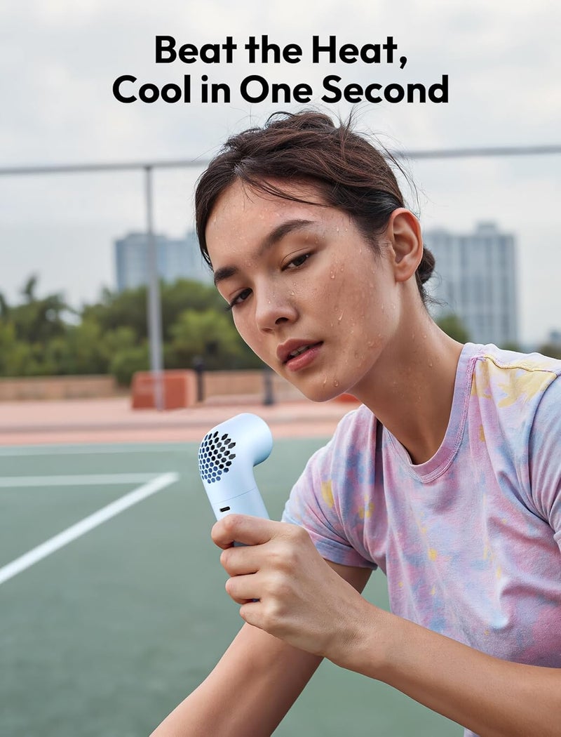 Aecooly Portable Handheld Fan, Powerful Turbo Mini Fan, 16500 RPM High Speed Aero, 14H Max Cooling Time, 5 Speeds Pocket Rechargeable Personal Small Travel GIfts for Women Men -Blue - Image 5