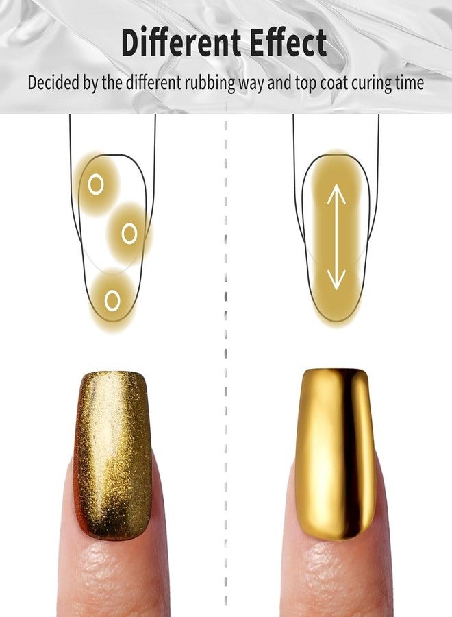 Pretty Diva PrettyDiva Chrome Nail Powder Set- 4 Jars Chrome Powder Nail Art Mirror Effect Metallic Nails Chrome Powder, Gold Silver Black and White Pearl Chrome Powders Pigment for Nails - Image 3