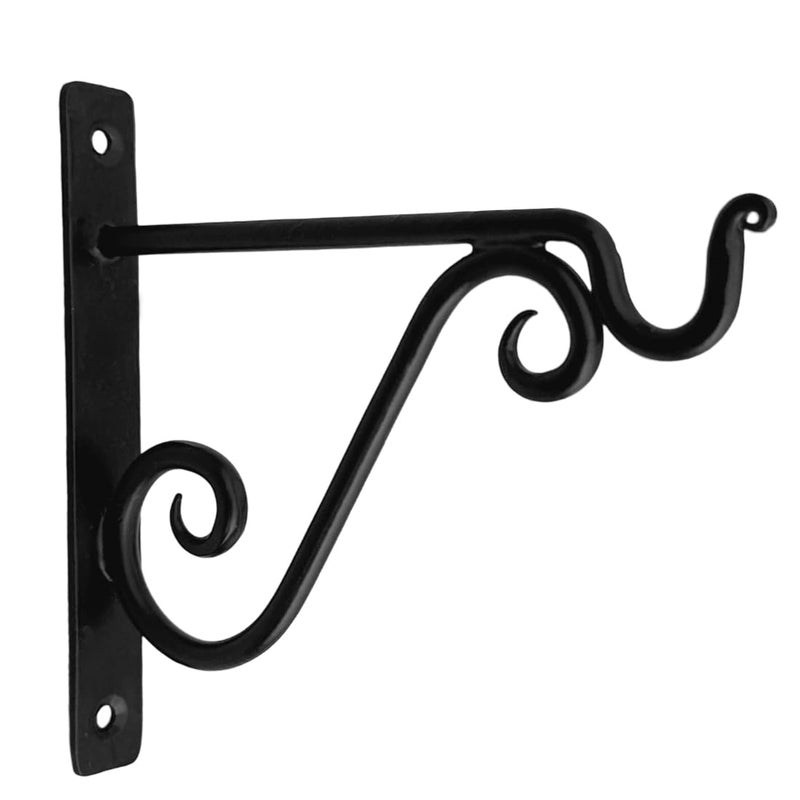 Living Ideas Hand Forged Metal Plant Hanger Bracket Outdoor Modern Farmhouse Hanging Shepherds Hook for Bird Feeders Lanterns and Flower Baskets Farmhouse Heavy Duty Garden Plant Hanger Black Powder Coated - Image 2