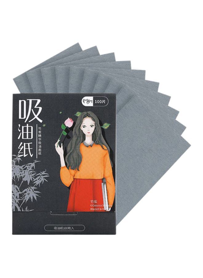 TOEON 100-Piece Bamboo Charcoal Oil Blotting Paper Set Black - Image 1
