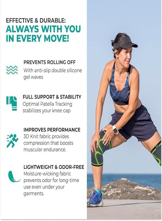 Modvel Compression Knee Brace for Women & Men, 2-Pack Knee Brace for Running Knee Pain, Knee Support Compression Sleeve, Workout Sports Knee Braces for Meniscus Tear, ACL & Arthritis Pain Relief - Image 4