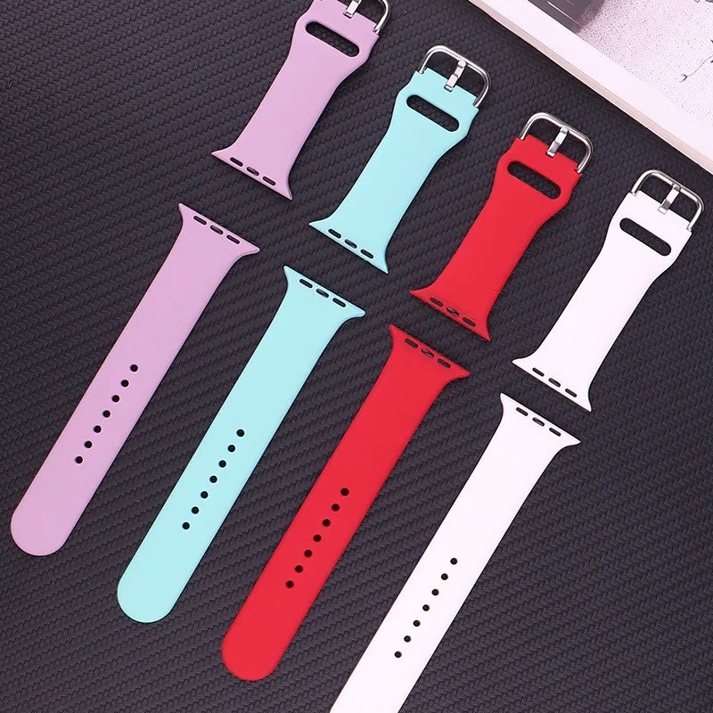 Bluejw Soft Silicone Sport Strap for Apple Watch 49mm 45mm 44mm 40mm, Breathable Replacement Band for iWatch Series 8 7 6 SE 5 4 3 2 1, Women Men Multi-Colored - Image 1
