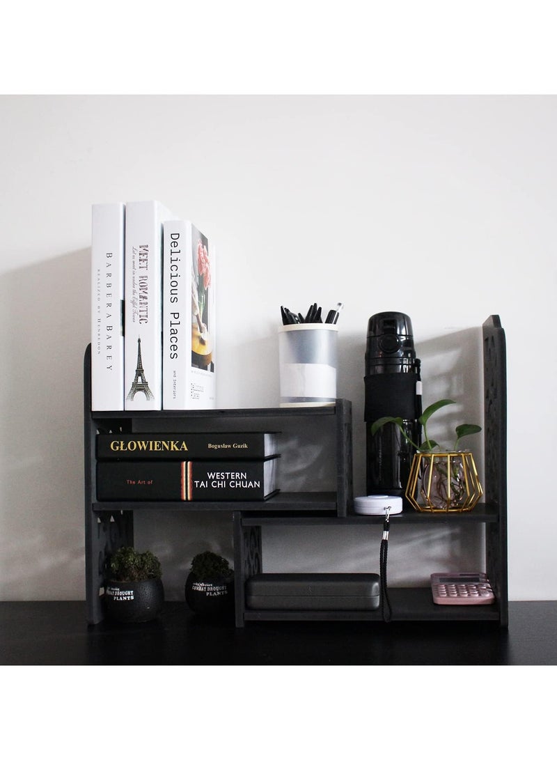 تي بي جي بي رف كتب صغير لتخزين سطح المكتب | رفوف مكتب صغيرة لطيفة | منظم متعدد الاستخدامات باللون الاسود للنساء والأطفال - Image 2