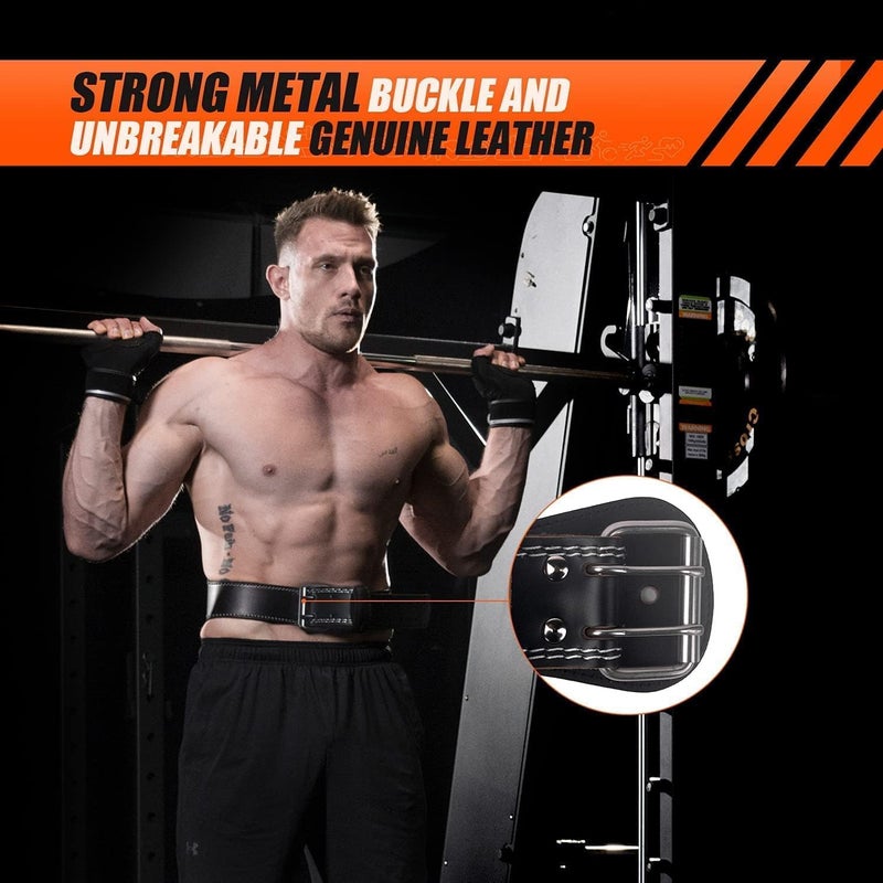 Jaffick Genuine Leather Weight Lifting Belt for Men Gym Weight Belt Lumbar Back Support Powerlifting Weightlifting Heavy Duty Workout Training Strength Training Equipment - Image 4