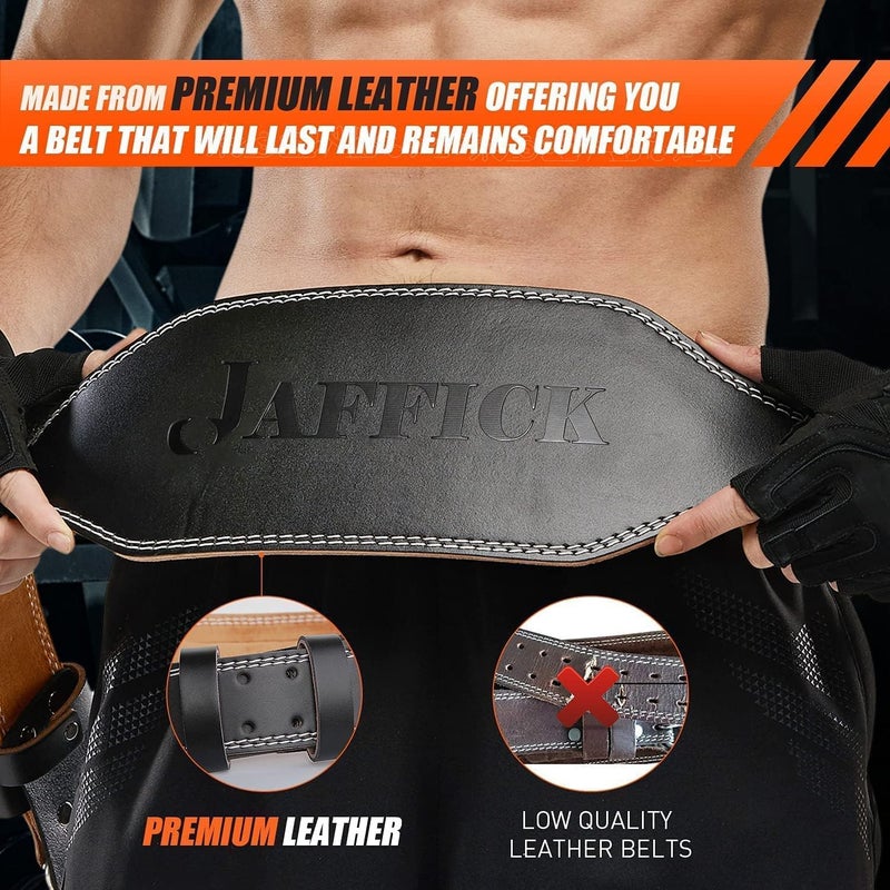 Jaffick Genuine Leather Weight Lifting Belt for Men Gym Weight Belt Lumbar Back Support Powerlifting Weightlifting Heavy Duty Workout Training Strength Training Equipment - Image 5