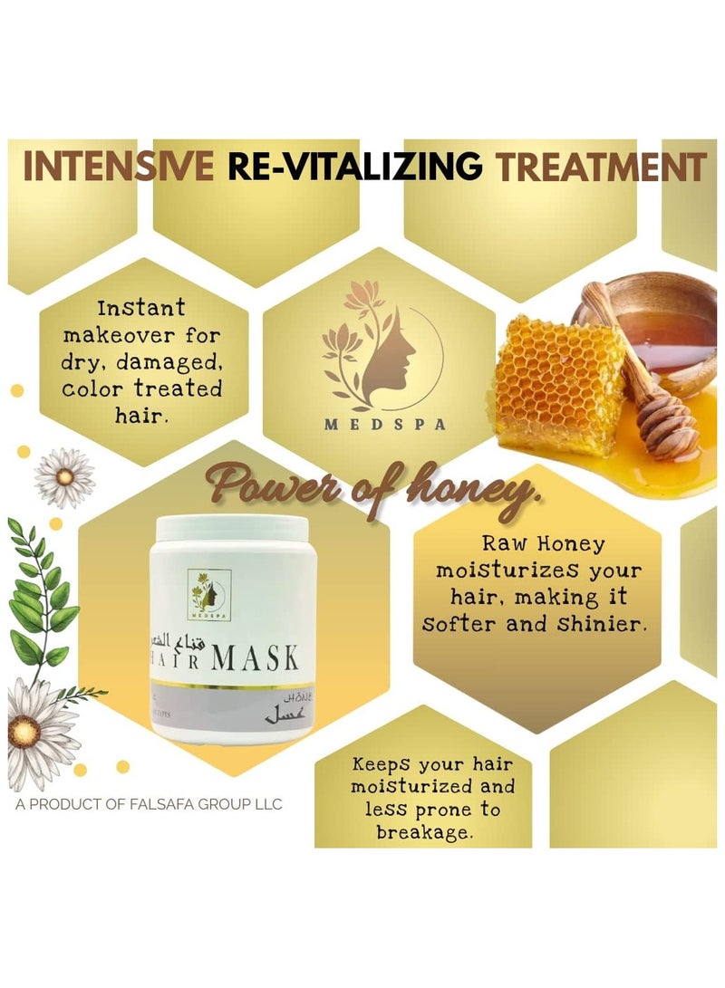 MEDSPA Honey Hair Mask, Intensive Re-vitalizing Treatment with Hyderation, moisturization and Repair for all hair types 1kg. 35oz - Image 3