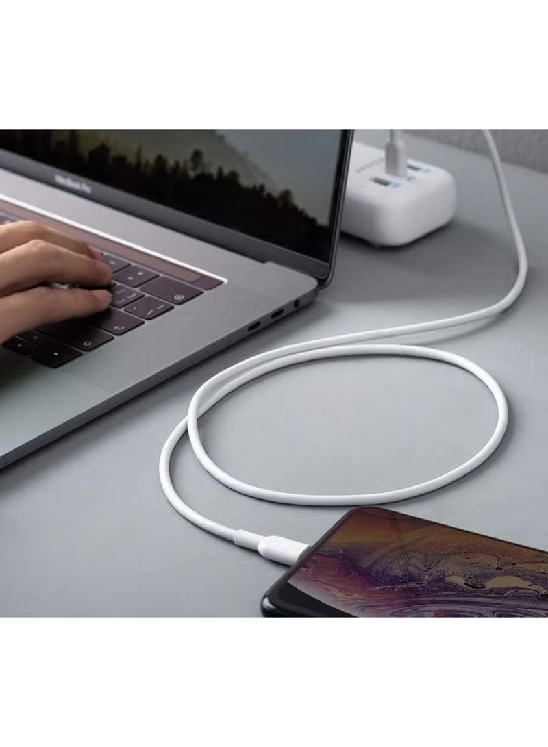 كابل شحن سريع لهاتف طراز 8-14، شحن سريع بقوة 20 وات، كابل شحن متين بطول متر واحد، كابل شحن سريع أبيض - Image 3