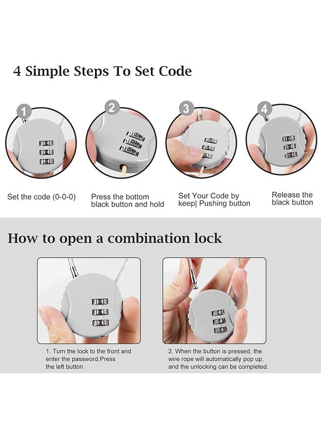 4 Pieces 3 Digit Combo Number Locks Combination Locks Luggage Lock Waterproof Travel Padlocks for School Gate Fence Cabinet Toolbox Suitcase Gym Hasp Storage (Black, Silver) - Image 4