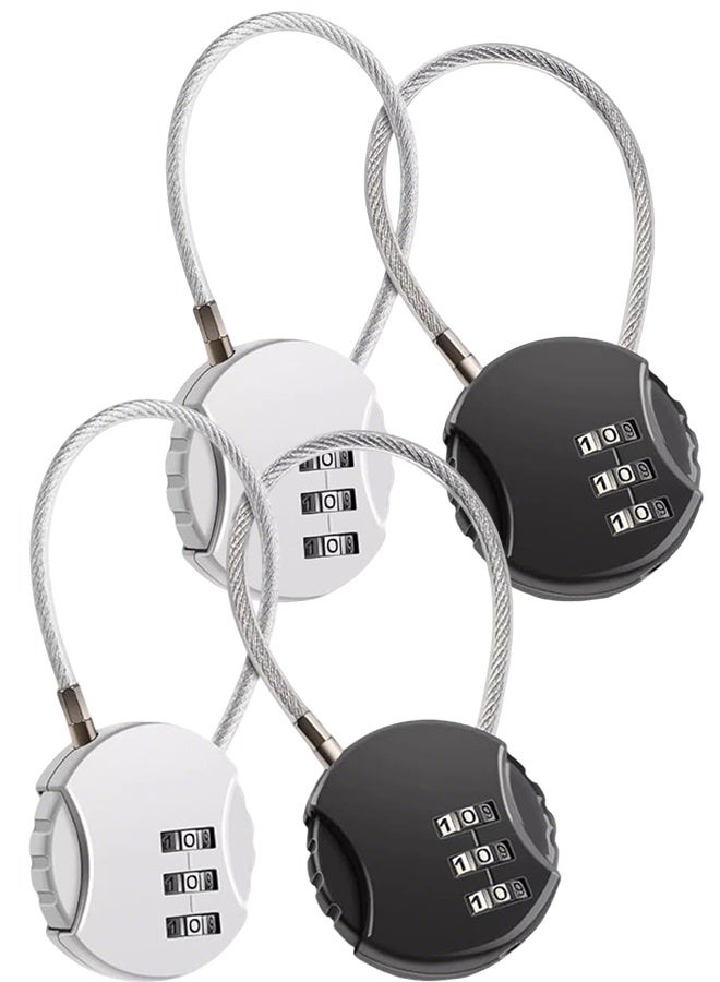 4 Pieces 3 Digit Combo Number Locks Combination Locks Luggage Lock Waterproof Travel Padlocks for School Gate Fence Cabinet Toolbox Suitcase Gym Hasp Storage (Black, Silver) - Image 1