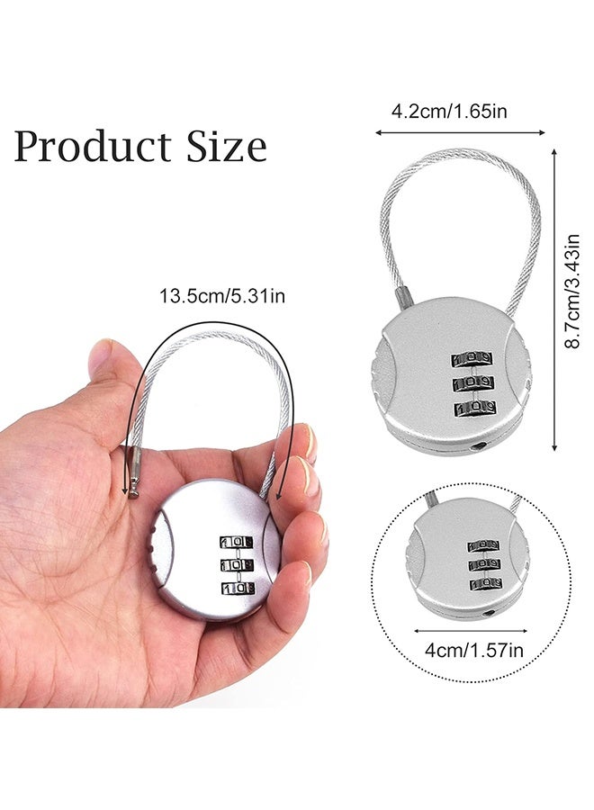 4 Pieces 3 Digit Combo Number Locks Combination Locks Luggage Lock Waterproof Travel Padlocks for School Gate Fence Cabinet Toolbox Suitcase Gym Hasp Storage (Black, Silver) - Image 2