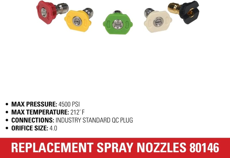 Simpson Cleaning 80146 4500 PSI Universal Pressure Washer Nozzles, 1/4-Inch Quick Connect, Hot- and Cold-Water Compatible, Set of 5 - Image 5