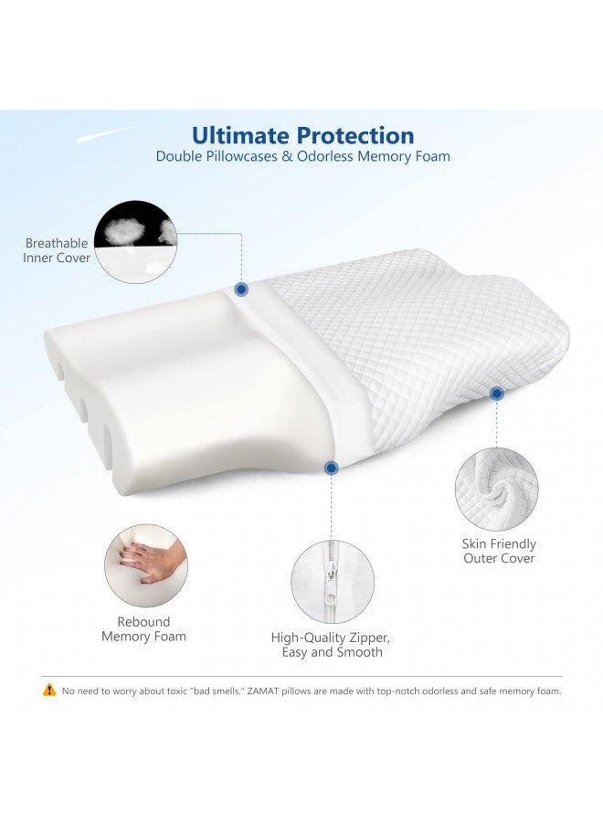 ZAMAT ZAMAT Contour Memory Foam Bed Pillow for Neck Pain Relief, Adjustable Ergonomic Cervical Orthopedic Neck Pillow with Washable Cover, for Sleeping, for Side, Back, Stomach Sleepers - Image 5