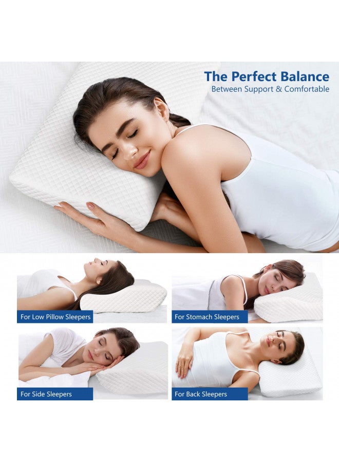 ZAMAT ZAMAT Contour Memory Foam Bed Pillow for Neck Pain Relief, Adjustable Ergonomic Cervical Orthopedic Neck Pillow with Washable Cover, for Sleeping, for Side, Back, Stomach Sleepers - Image 3