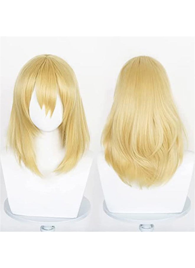 Xingwang Queen Anime Cosplay Wig with Necklace Earrings Short Blonde Yellow Halloween Party Wigs  - Image 2