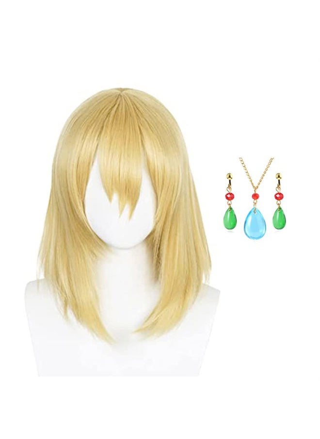Xingwang Queen Anime Cosplay Wig with Necklace Earrings Short Blonde Yellow Halloween Party Wigs  - Image 1
