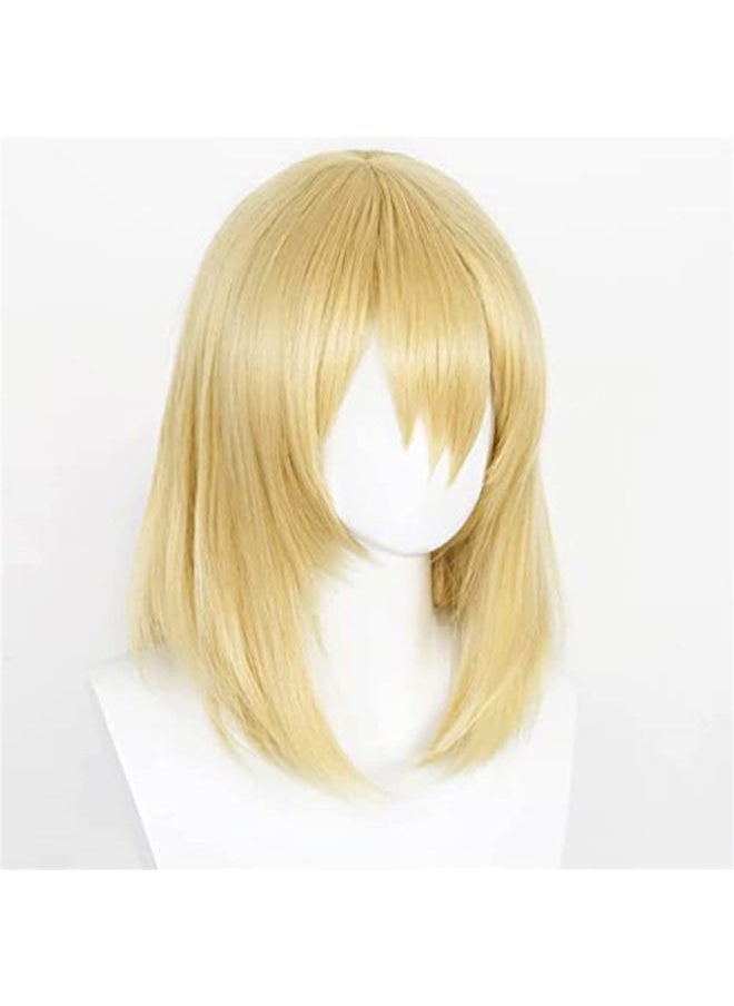 Xingwang Queen Anime Cosplay Wig with Necklace Earrings Short Blonde Yellow Halloween Party Wigs  - Image 3
