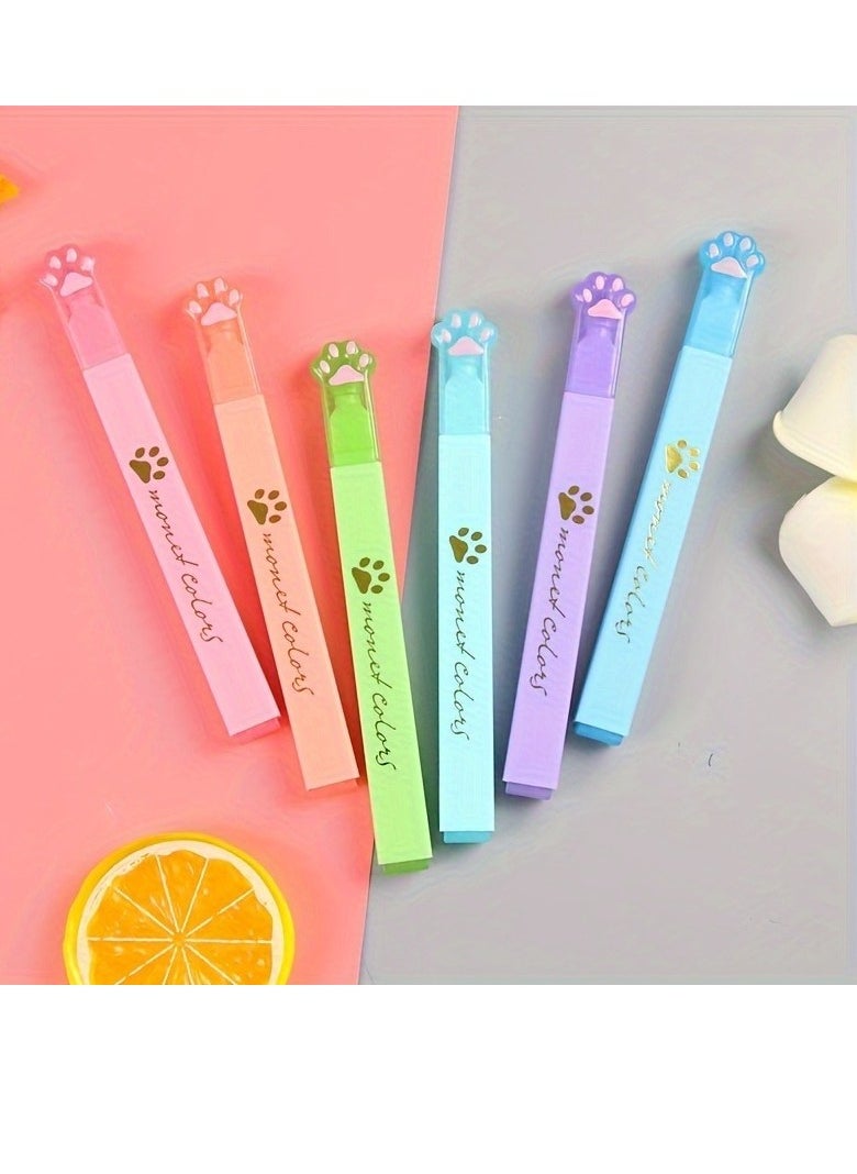 Generic 6pcs Cartoon Cat Claw Fluorescent Pen Set with Diagonal Head, Eye Protection, Student-Friendly Design, Vibrant Colors, and Smooth Writing Experience for Note Taking, Marking, and Colorful Creativity  - Image 3