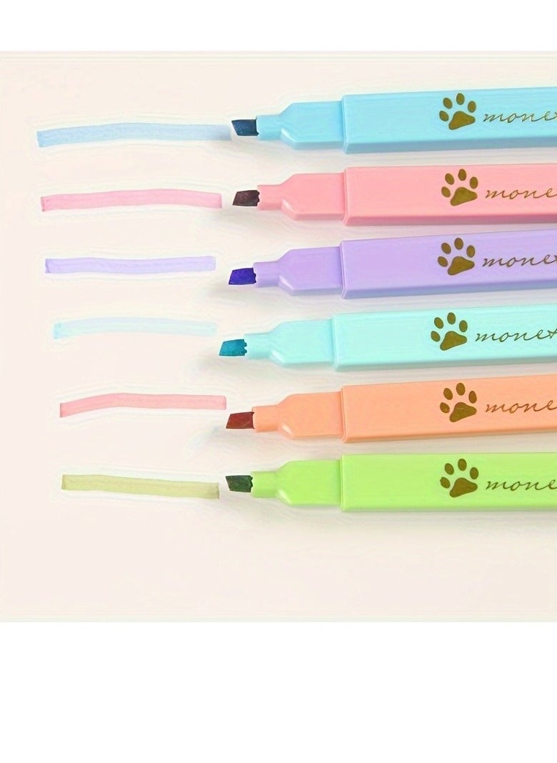 Generic 6pcs Cartoon Cat Claw Fluorescent Pen Set with Diagonal Head, Eye Protection, Student-Friendly Design, Vibrant Colors, and Smooth Writing Experience for Note Taking, Marking, and Colorful Creativity  - Image 5
