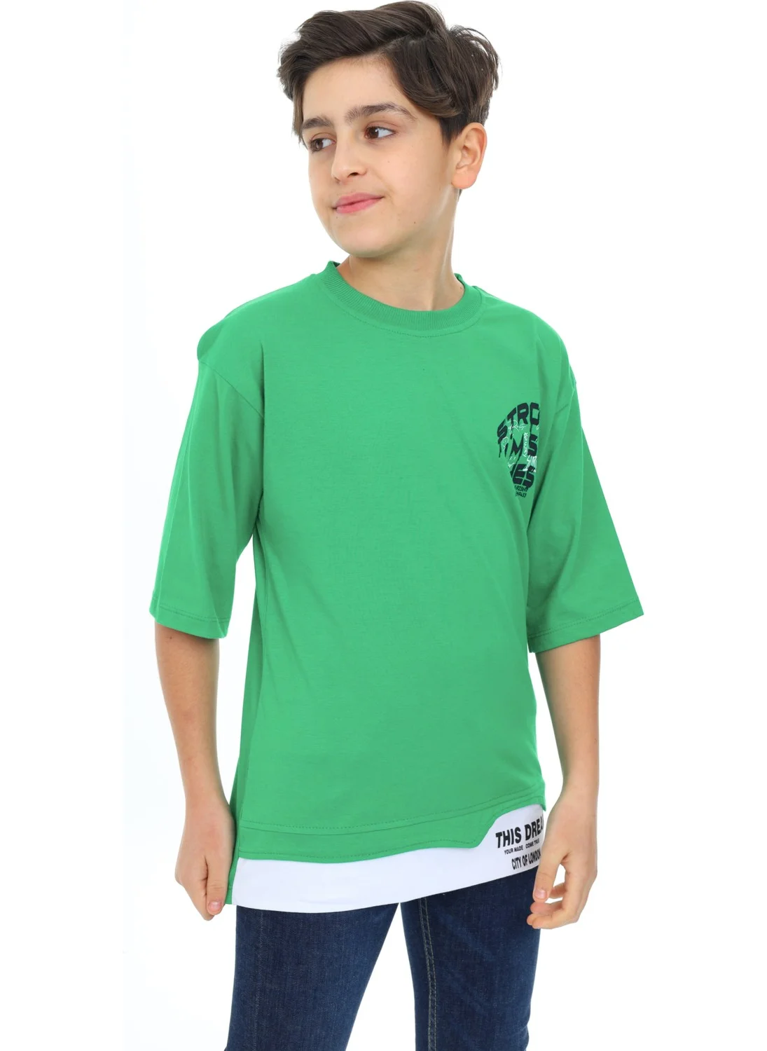 Angelos Girls Boy Garni Detailed Printed T-Shirt 9-14 Years LX7083