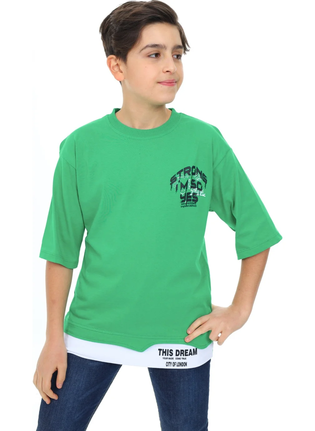 Angelos Girls Boy Garni Detailed Printed T-Shirt 9-14 Years LX7083
