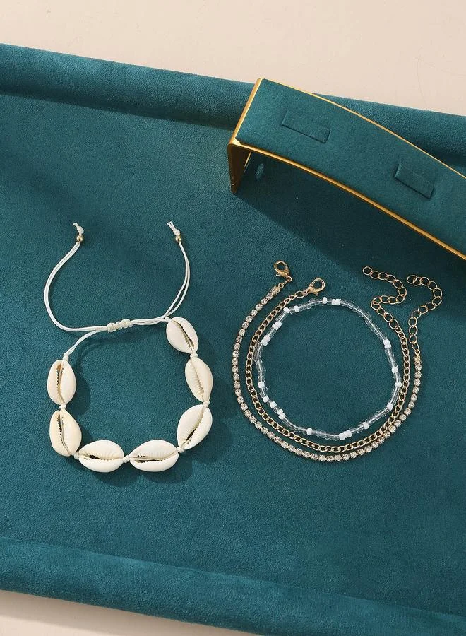تايك تو Set of 4 - Seashell Decor Anklet