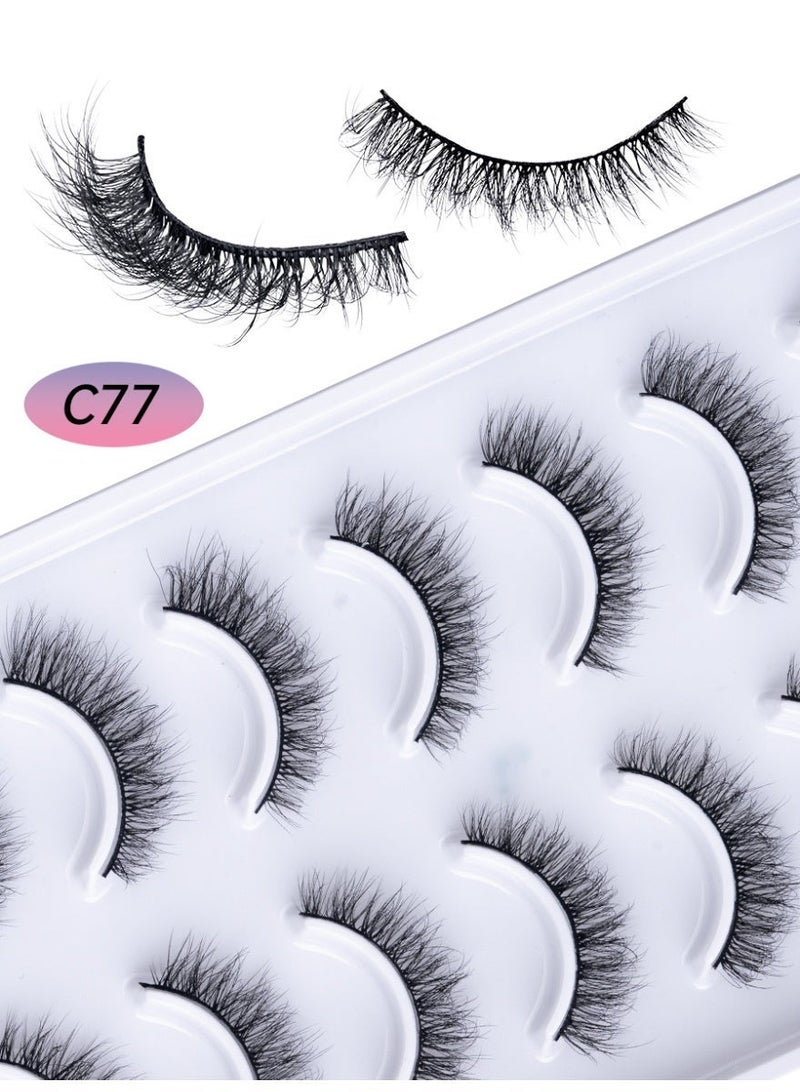 D'AMMA'N 10 Pairs 3D Faux Mink False Eyelashes Mix Length Natural Look Cat Eye Wispy Fluffy Lashes Pack Lightweight Soft Individual Lash Extension - Black - Image 3