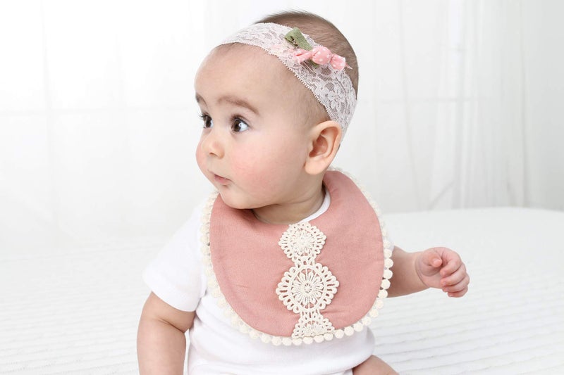 GZMM Baby Bib For Girls,Reversible Waterproof Handmade Natural Cotton Baby Drool Bib 0-12 months 3 Pack - Image 2