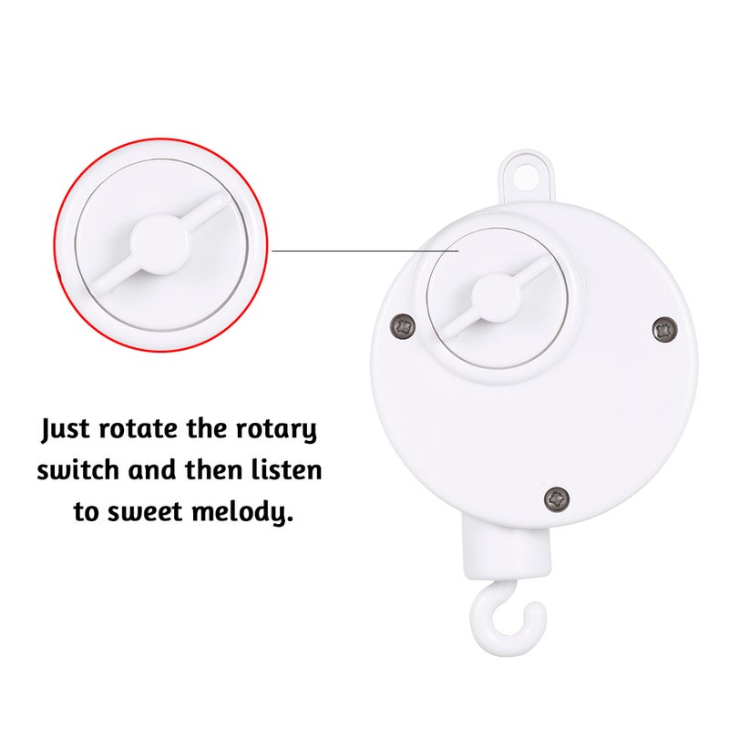 Baby Rotary Mobile Crib Bed Bell Toy Windup Movement Music Box With Rotating Hook - Image 3