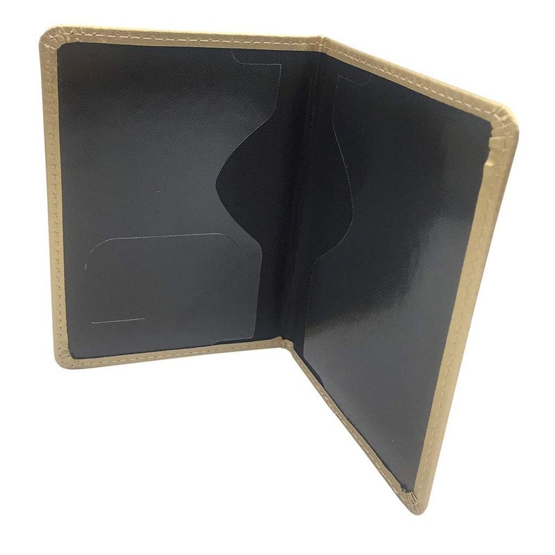 Missmore PU Leather Passport Cover with Gold USA Logo Printed for Travel (Champagne) - Image 2