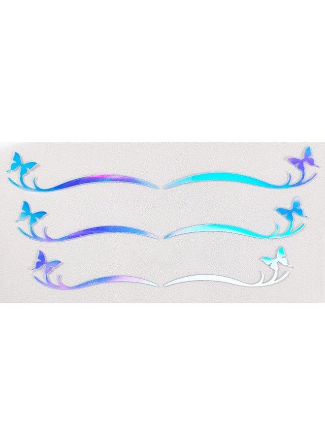 S.A.V.I - 3 Pairs Holographic Silver Ab Eye Makeup Butterfly Eyeliner Mask Selfadhesive Sticker Trending Fashion For Women Girls Events Party Club Weddings - Image 1