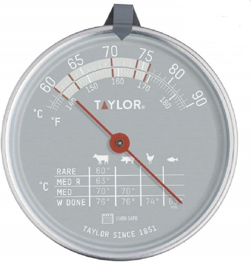 Taylor Meat Oven Thermometer Probe, Pro Food Thermometer with Meat and Fish Chart, 140°F to 190°F Range Diverse operating method fit - Image 1
