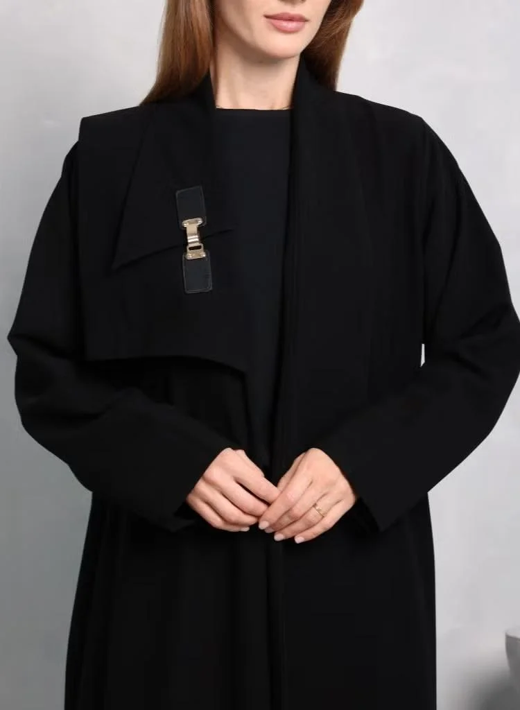 Nikias Nikias Abaya soft crepe with stylish collar with buckle