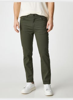 KOTON Canvas Trousers 5 Pocket Detailed Buttoned  - Image 3