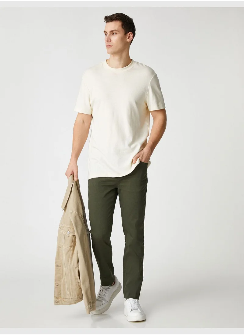 كوتون Canvas Trousers 5 Pocket Detailed Buttoned