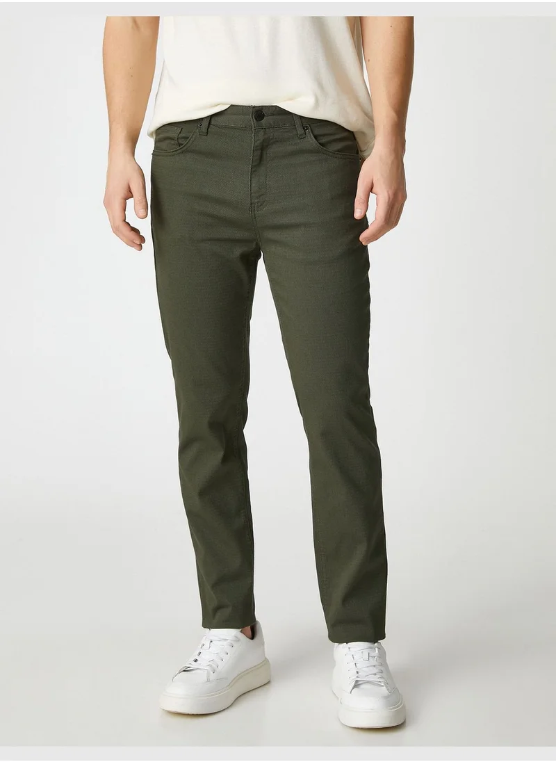 كوتون Canvas Trousers 5 Pocket Detailed Buttoned