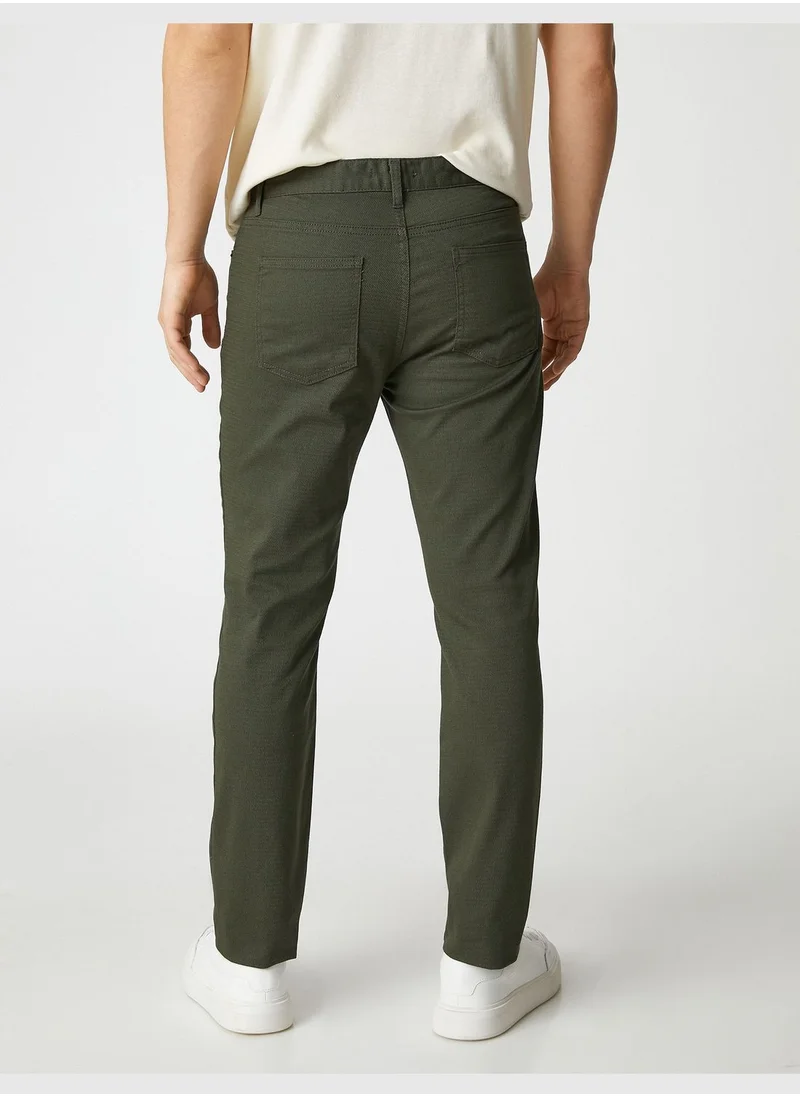 كوتون Canvas Trousers 5 Pocket Detailed Buttoned