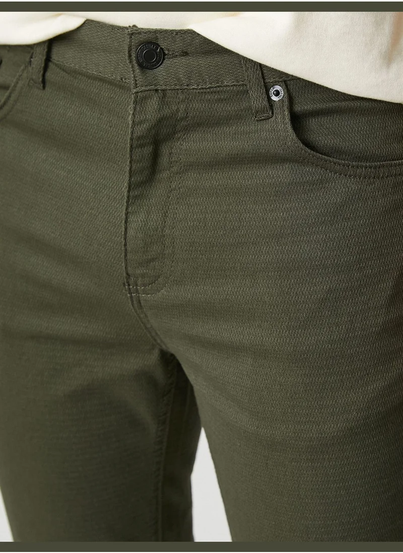 كوتون Canvas Trousers 5 Pocket Detailed Buttoned