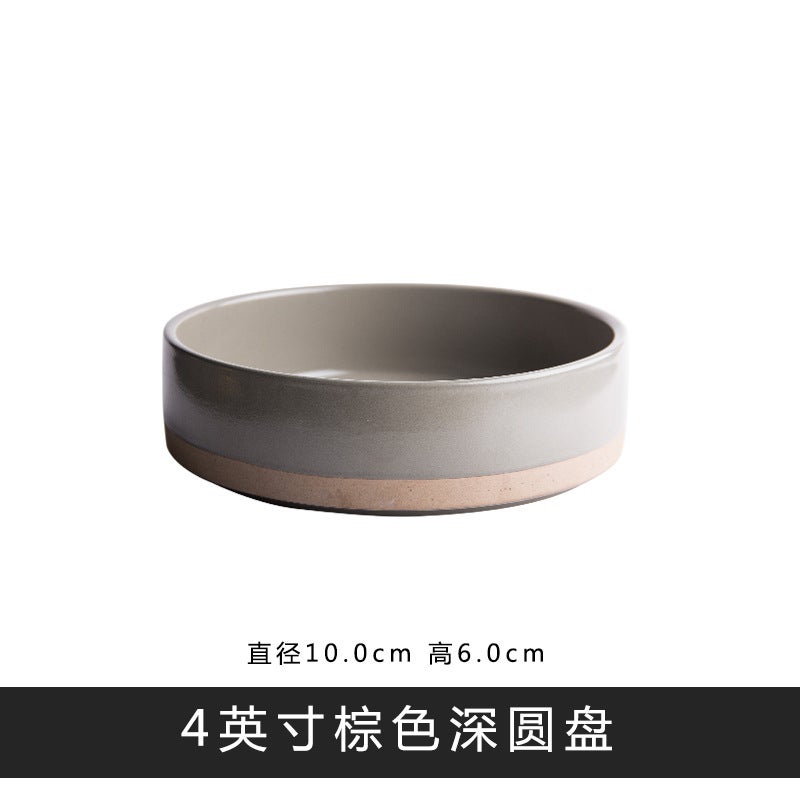 Korean Ceramic Dinnerware Set Dinner Plate Bowl Wooden Mug - Image 1
