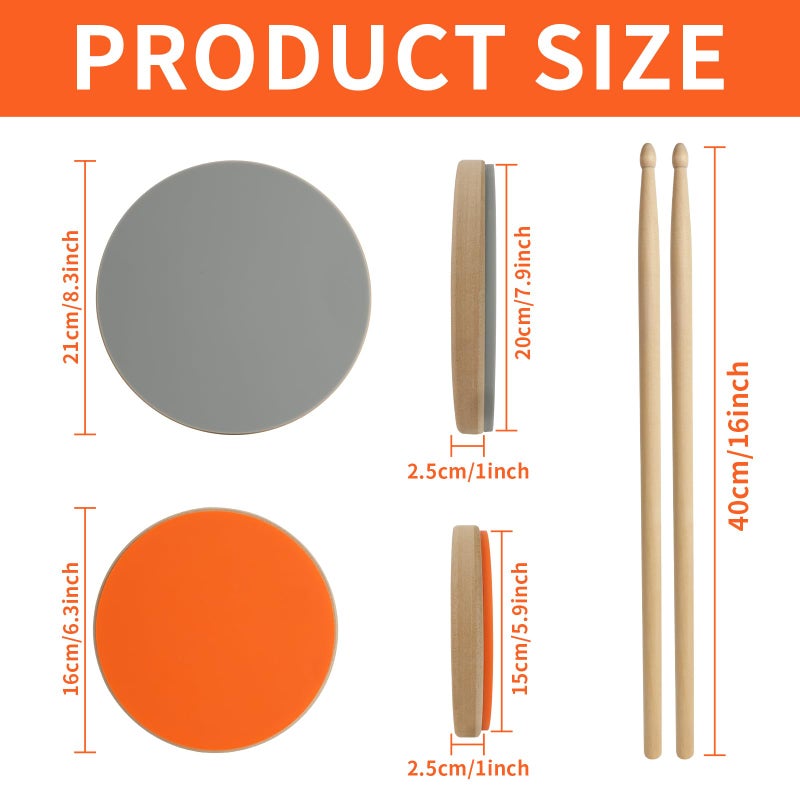 Kmise 4-Piece Silent Drum Practice Pad Kit with Drum Sticks,Portable and Adjustable Drum Pad for Quiet Practice, Perfect Snare Drum Practice Pad Kit for All-ages Drummers - Image 2