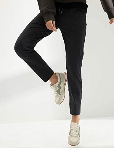 AJISAI 7/8 Joggers Travel Pants with Pockets Lounge Casual Stretch Workout Pants for Women Dark Grey 27" XL - Image 4