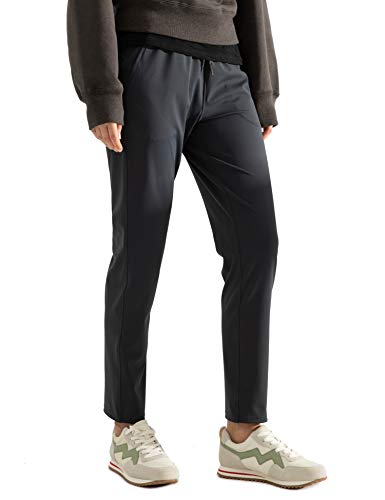 AJISAI 7/8 Joggers Travel Pants with Pockets Lounge Casual Stretch Workout Pants for Women Dark Grey 27" XL - Image 1