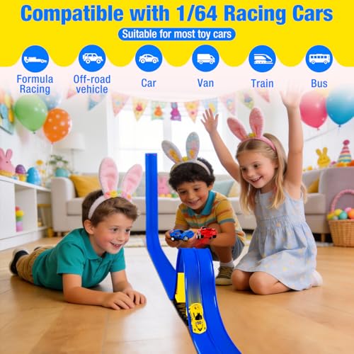 Aywewii Flex Tracks 164 Ft Flexible Race Track for Kids Portable DIY RollUp Race Car Track Compatible with Diecast 164th Cars Birthday Gifts Easter Basket Stuffers for Kids for Boys Girls Ages 3 - Image 5
