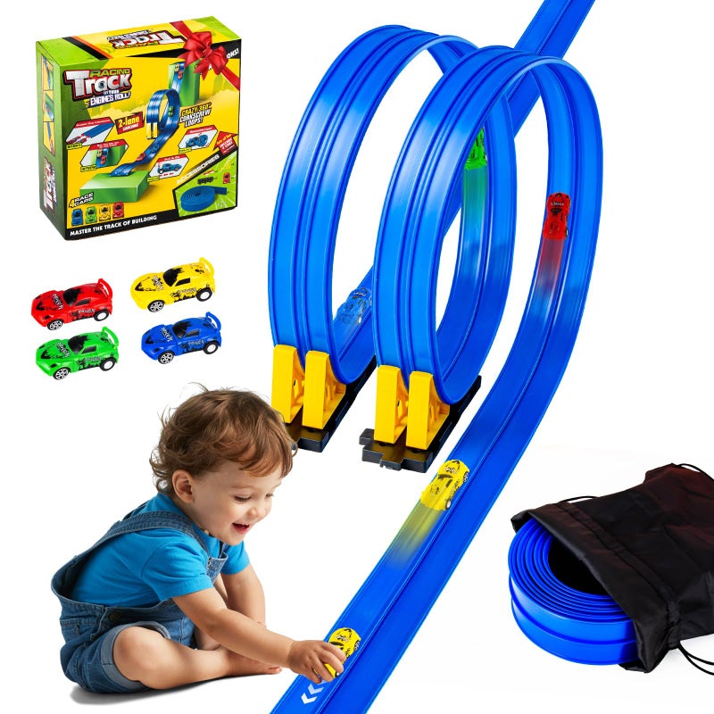 Aywewii Flex Tracks 164 Ft Flexible Race Track for Kids Portable DIY RollUp Race Car Track Compatible with Diecast 164th Cars Birthday Gifts Easter Basket Stuffers for Kids for Boys Girls Ages 3 - Image 3