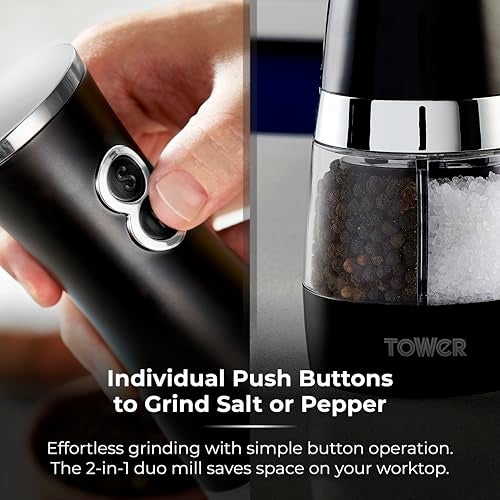 Tower Duo Electric Salt/Pepper Mill, Black - Image 5
